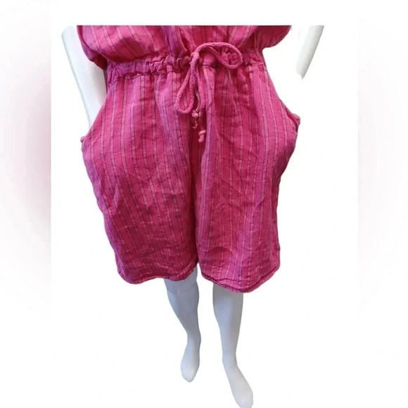 Anna Melani 100%  Linen Pink Pinstripe Sleeveless Mini Dress Size 3X - Picture 4 of 11